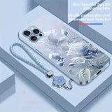 Rose Glass Case with Flower Lanyard for iphone
