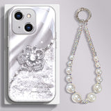Diamond Flower Pattern Case with Bracelet for iphone