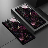 Purple‑Black Eternal Flower Tempered Glass Case for Samsung