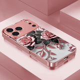 Pink Rose Pattern Glass Case for iphone