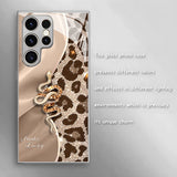 Leopard Print Diamond Snake Glass Case for Samsung