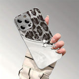 Bling Black White Snake Tempered Glass Case for iphone