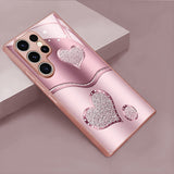 Pink Curved Heart Tempered Glass Case for Samsung