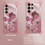 Marble Floral Pattern Glass Case for Samsung