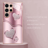 Pink Curved Heart Tempered Glass Case for Samsung