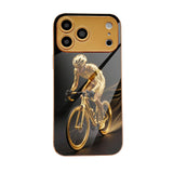 Gold‑Electroplated Glass Black‑Gold Rider Pattern Case for iphone