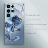 Marble Floral Pattern Glass Case for Samsung