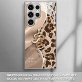 Leopard Print Diamond Snake Glass Case for Samsung