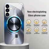 Aperture Brushed Pattern Tempered Glass Case for Samsung
