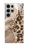 Leopard Print Diamond Snake Glass Case for Samsung