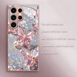 Sparkle Diamond Butterfly Pattern Glass Case for Samsung