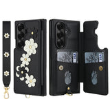 Shockproof Flower Case with Card Holder & Lanyard for Samsung Z Fold