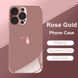 Simple Pink Butterfly Glass Case for iphone