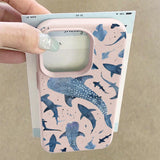 Ocean Shark Whale Pattern Leather Texture TPU Phone Case For iPhone