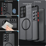 Semi‑Transparent Matte Magnetic Shockproof Case for Samsung