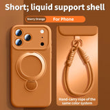 Magnetic Bracket Liquid Silicone Case With Hanging Rope for iphone