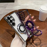Transparent Electroplated Magnetic Stand Case for Samsung
