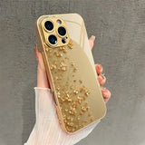 Elegant Golden Flower Gold Metallic Paint Glass Case for iphone