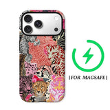 Pink Feline Collage Magnetic Double-layer Tough Phone Case for IPhone