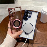 Transparent Electroplated Magnetic Stand Case for Samsung