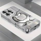 Clear Crystal Apple Pattern Plating Glass Phone Case For iPhone