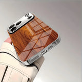 Wood‑Grain Electroplated Tempered Glass Case for iphone