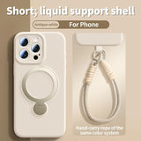 Magnetic Bracket Liquid Silicone Case With Hanging Rope for iphone