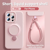 Magnetic Bracket Liquid Silicone Case With Hanging Rope for iphone