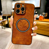 Luxury Leather Maple Magnetic Case For iPhone