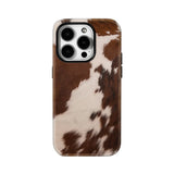 Brown & White Cowhide Double-layer Back Phone Case for IPhone