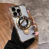 Plating Magnetic With Stand Shockproof Case For iPhone