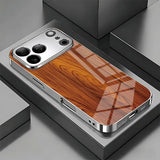 Wood Texture Pattern Tempered Glass Plating Case for iPhone