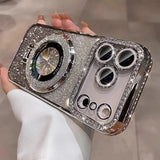 Plating Transparent Diamond Glitter Magnetic Stand Case for iphone