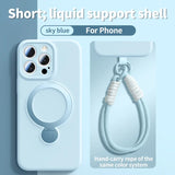 Magnetic Bracket Liquid Silicone Case With Hanging Rope for iphone