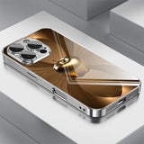 Apple Pattern Tempered Glass Electroplated Metal Case for iphone