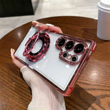 Transparent Electroplated Magnetic Stand Case for Samsung