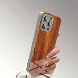 Wood‑Grain Electroplated Tempered Glass Case for iphone