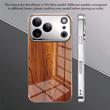 Wood‑Grain Electroplated Tempered Glass Case for iphone