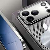 Metal Mesh Apple Texture Pattern Glass Electroplated Case for iphone