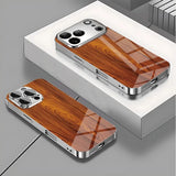 Wood‑Grain Electroplated Tempered Glass Case for iphone