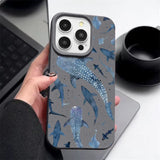 Ocean Shark Whale Pattern Leather Texture TPU Phone Case For iPhone