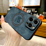 Luxury Leather Maple Magnetic Case For iPhone