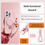 Magnetic Bracket Liquid Silicone Case With Hanging Rope for iphone