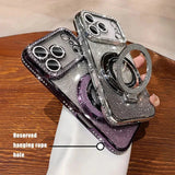 Plating Transparent Diamond Glitter Magnetic Stand Case for iphone