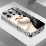 Apple Pattern Tempered Glass Electroplated Metal Case for iphone