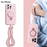 Magnetic Bracket Liquid Silicone Case With Hanging Rope for iphone