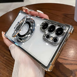 Transparent Electroplated Magnetic Stand Case for Samsung