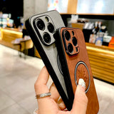 Luxury Leather Maple Magnetic Case For iPhone