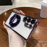 Transparent Electroplated Magnetic Stand Case for Samsung