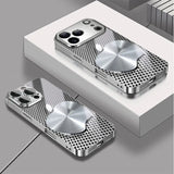 Metal Mesh Apple Texture Pattern Glass Electroplated Case for iphone